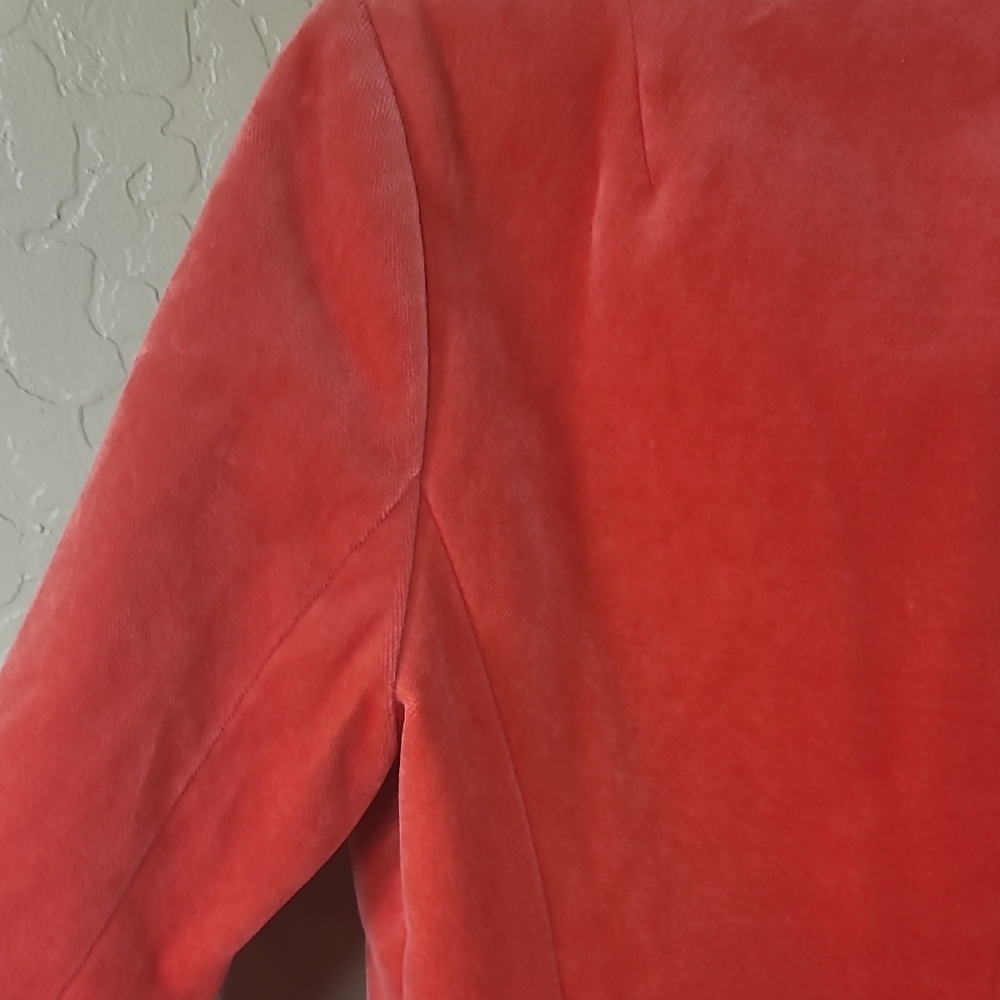 J. Crew 2008 Women's Velvet Dark Coral Red Blazer 100% Cotton - Picture 14 of 16